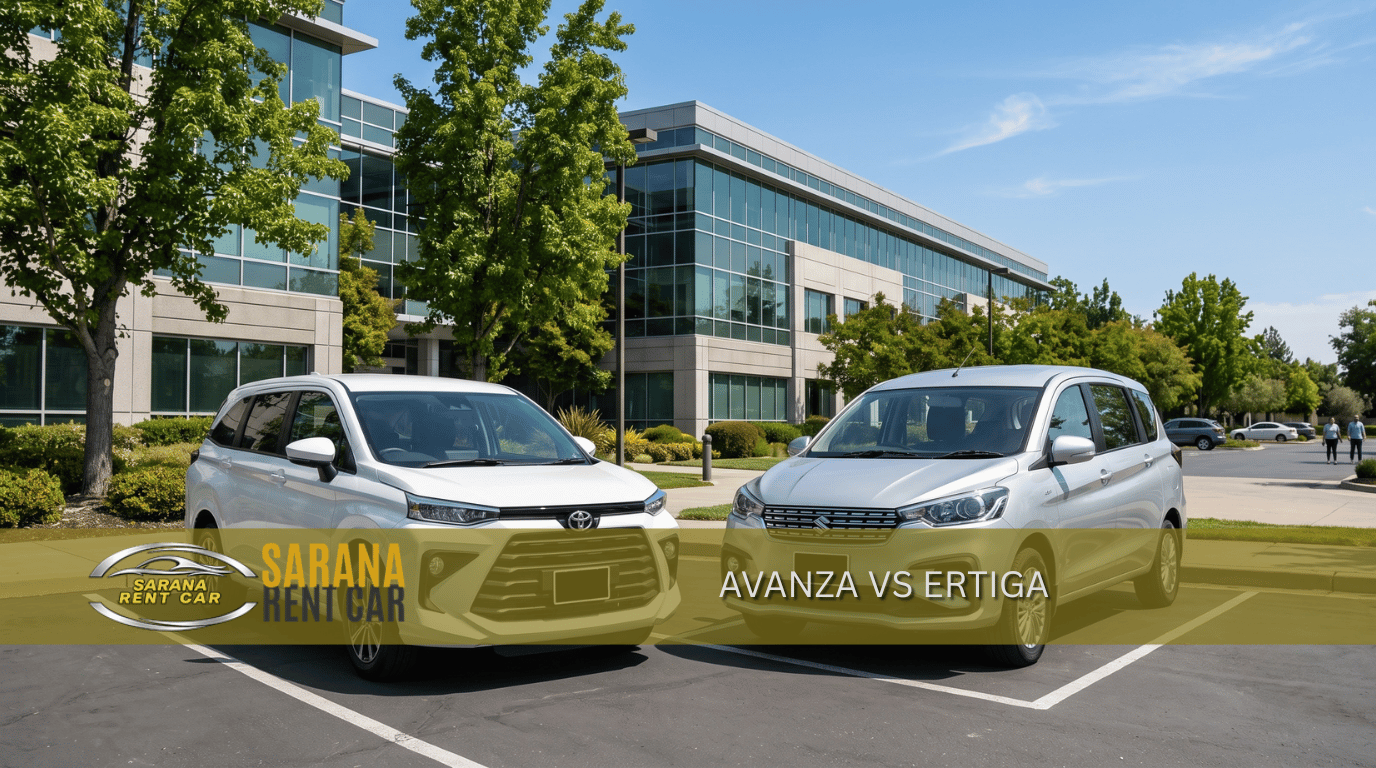 Toyota Avanza putih dan Suzuki Ertiga silver berdampingan – perbandingan Avanza vs Ertiga