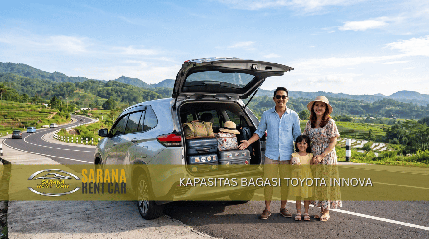 Toyota Innova silver dengan bagasi terbuka berisi koper dan tas – kapasitas bagasi Innova
