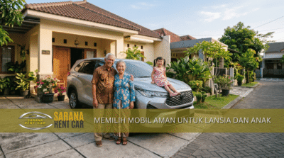Toyota Innova perak dengan kakek, nenek, dan anak – mobil aman untuk keluarga
